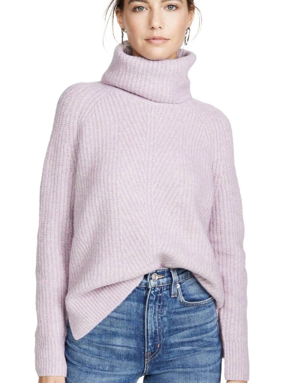 Madewell Cable-Knit Turtleneck Sweater - Cozy Wool Blend - Size L